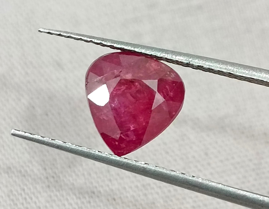 Mozambique Ruby 2.43ct Certified Natural Untreated Pear Cut Loose Gemstone