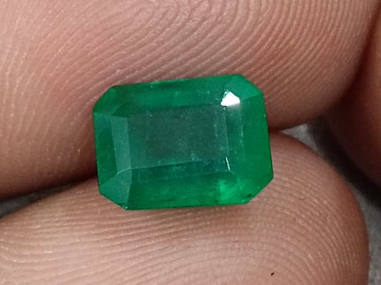 Zambian Emerald 2.19ct Certified Natural Deep Velvet Green Emerald Cut Loose Stone