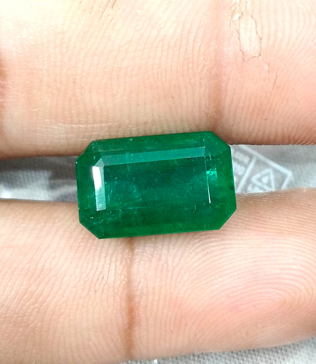 Zambian Emerald 10.36ct Natural Deep Velvet Green Octagon Cut Gemstone