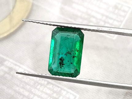 2.26ct Natural Emerald Vivid Green Zambian Octagon Cut Gemstone