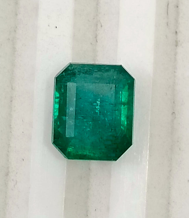 Zambian Emerald 2.45ct Certified Natural Deep Glass Green Octagon Cut Loose Gemstone