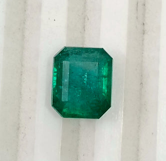 Zambian Emerald 2.45ct Certified Natural Deep Glass Green Octagon Cut Loose Gemstone