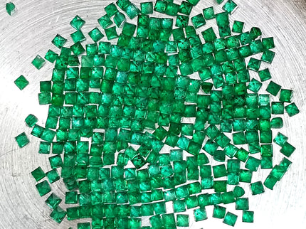 Calibrated Natural Emerald Lot 8.20ct Medium Deep Vivid Green Princess Cut Loose Stone