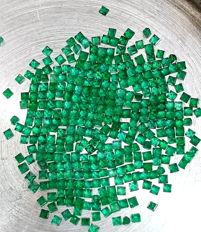 Calibrated Natural Emerald Lot 8.20ct Medium Deep Vivid Green Princess Cut Loose Stone