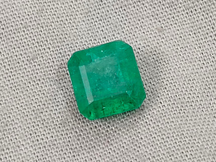 2.97ct Zambian Emerald, Certified Natural Medium Spring Green Octagon Cut Gemstone