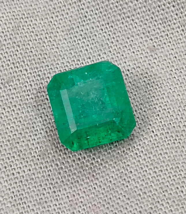 2.97ct Zambian Emerald, Certified Natural Medium Spring Green Octagon Cut Gemstone