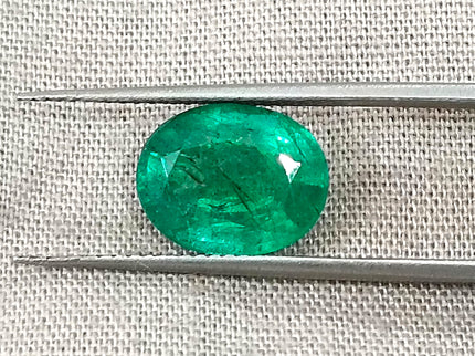 3.04ct Zambian Emerald, Forest Green Certified Natural Oval Cut Loose Gemstone