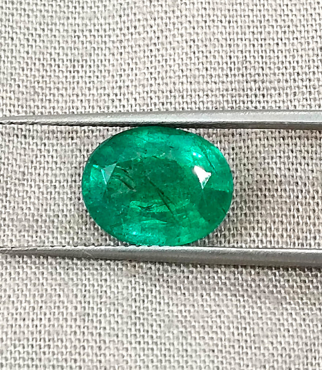 3.04ct Zambian Emerald, Forest Green Certified Natural Oval Cut Loose Gemstone