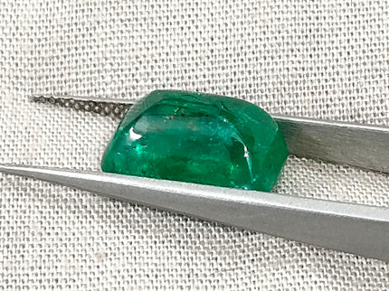 Zambian Emerald 5.88ct Certified Natural Sugarloaf Cut Vivid Green Gemstone
