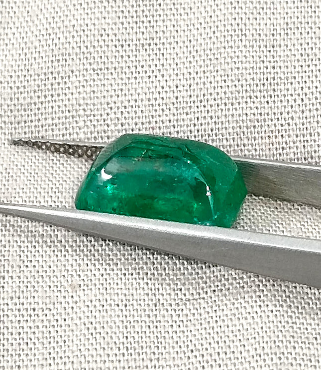 Zambian Emerald 5.88ct Certified Natural Sugarloaf Cut Vivid Green Gemstone