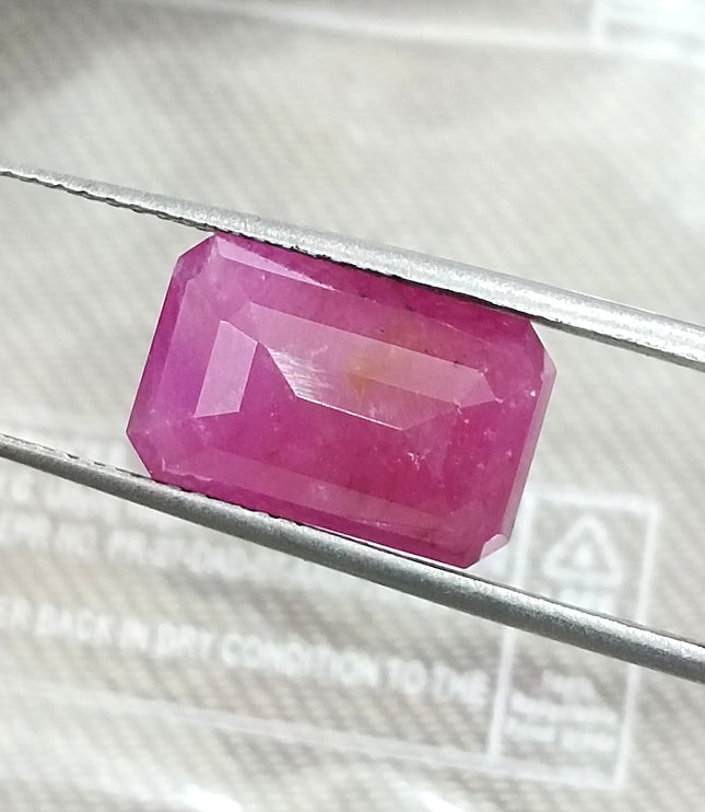 Natural Ruby 5.88ct Purplish Red Octagon Cut Loose Gemstone