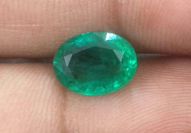 2.52ct GSI USA Certified Deep Green Zambian Emerald Minor Oiled Loose Gemstone