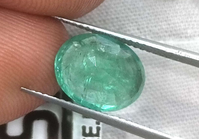3.29ct Medium Light Green Zambian Emerald Minor Oiled Loose Gemstone