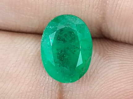 Grass Green Zambian Emerald 3.00ct Natural Certified Oval Cut Loose Gemstone