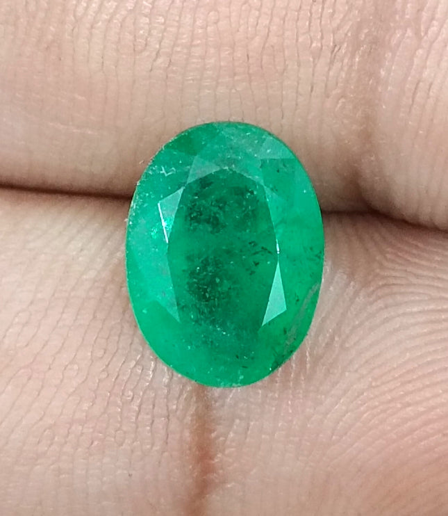 Grass Green Zambian Emerald 3.00ct Natural Certified Oval Cut Loose Gemstone