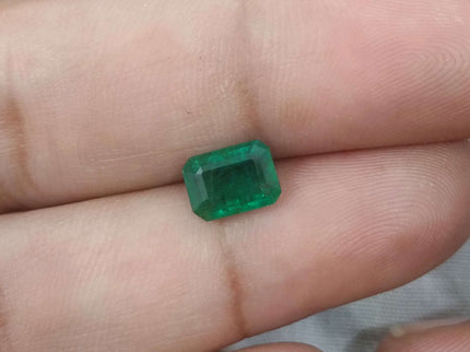 Certified 1.51ct Natural Zambian Emerald, Deep Green.