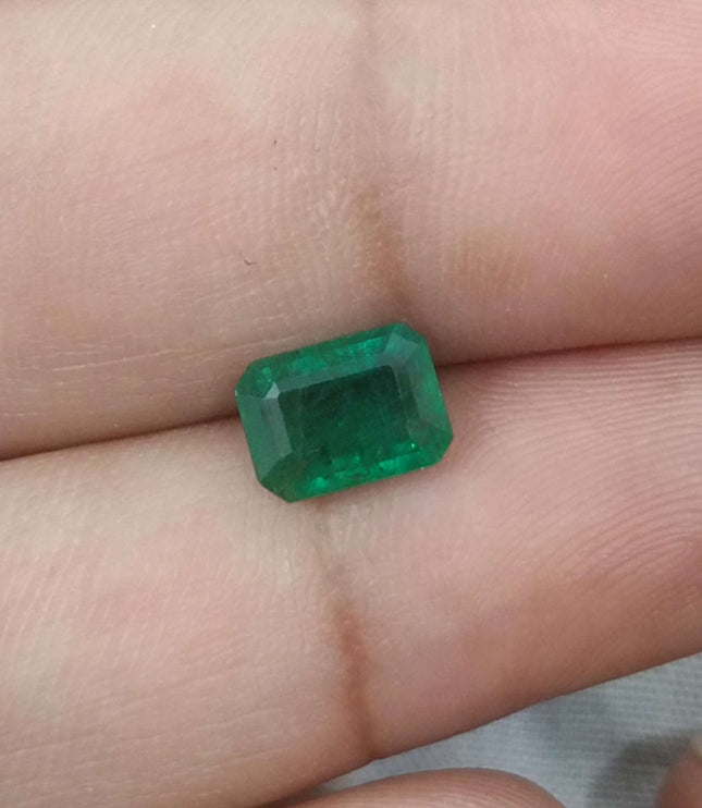 Certified 1.51ct Natural Zambian Emerald, Deep Green.
