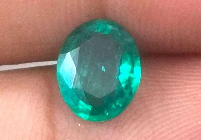 1.70ct GSI Certified Medium Deep Green Zambian Emerald Minor Oiled Loose Gemstone
