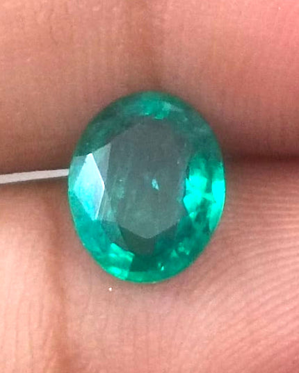 1.70ct GSI Certified Medium Deep Green Zambian Emerald Minor Oiled Loose Gemstone