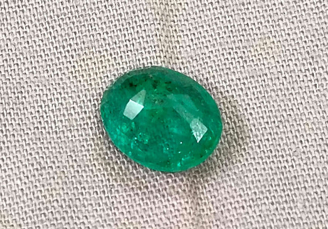 GSI Certified 2.42ct Medium Green Zambian Emerald Minor Oiled Loose Gemstone