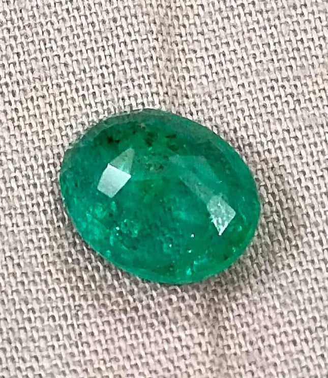 Zambian Emerald 2.42ct Certified Medium Green Oval Cut  Stone