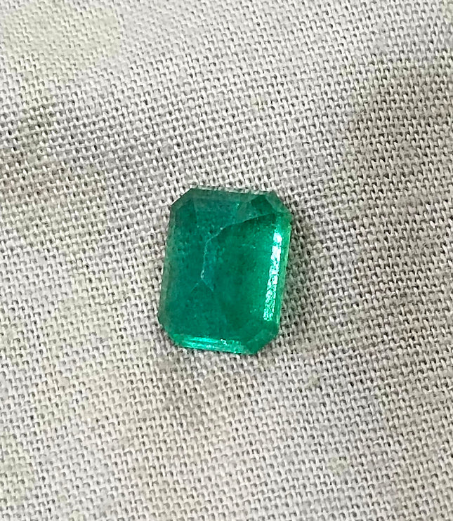 2.93ct Zambian Emerald, Natural Certified Medium bluish Green Octagon Cut Gemstone