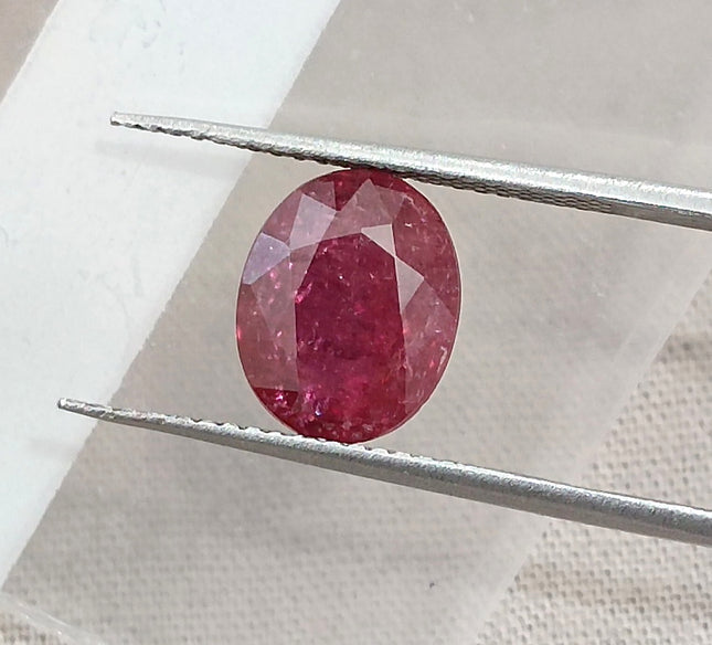 2.39ct Untreated Natural Ruby SGL Certified Mozambique Deep Cherry Red Oval Cut Gemstone