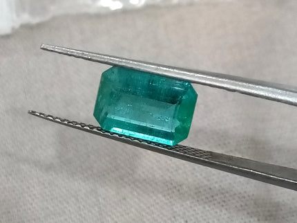 Natural Emerald 1.87ct Zambian SGL Certified Medium Bluish Green Octagon Cut Minor Oiled Loose Gemstone
