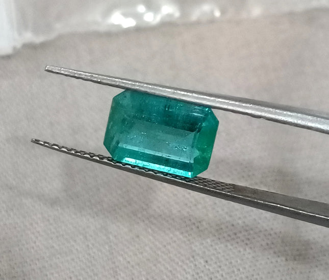 Natural Emerald 1.87ct Zambian SGL Certified Medium Bluish Green Octagon Cut Minor Oiled Loose Gemstone