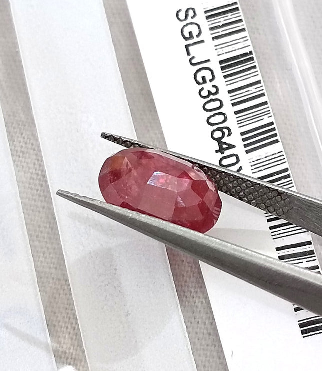 3.76ct Untreated Mozambique Ruby Natural Wine Red SGL Certified Oval Cut Gemstone
