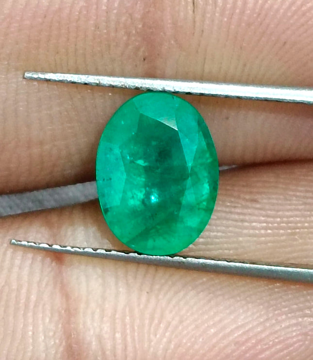 Zambian Emerald 2.74ct Natural Medium Green Oval Cut Loose Gemstone