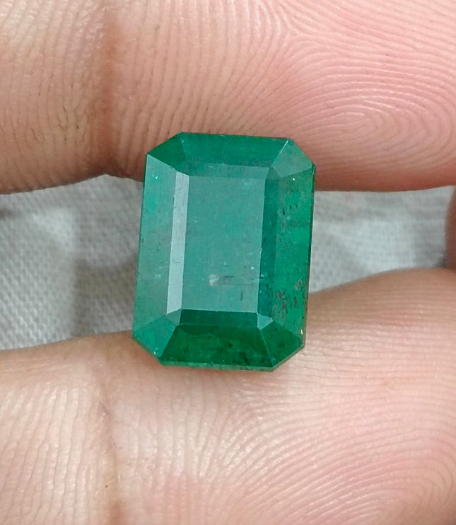 Zambian Emerald 7.75ct Certified Natural Dark Green Octagon Cut Loose Gemstone
