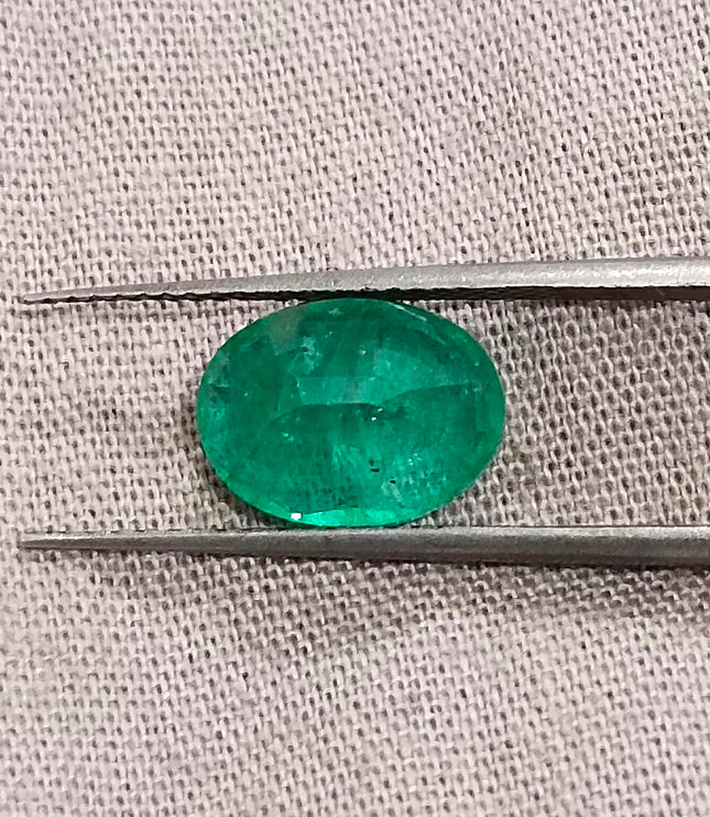 Zambian Emerald 2.74ct Natural Medium Green Oval Cut Loose Gemstone
