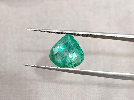 2.44ct Natural Emerald SGL Certified Pear Cut Sparkling Medium Deep Green Gemstone