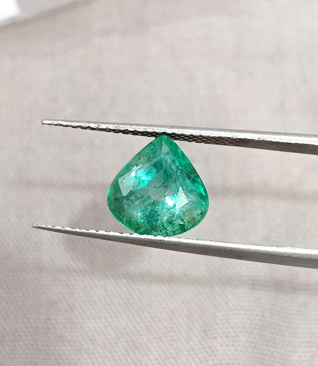 2.44ct Natural Emerald SGL Certified Pear Cut Sparkling Medium Deep Green Gemstone