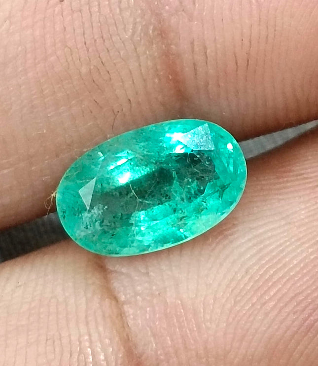 GSI Certified 3.11ct Pastel Green Emerald, 100% Natural Gemstone