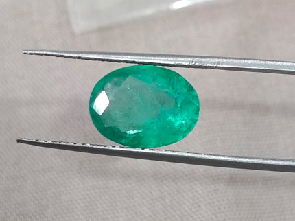3.13ct Bright Sea Green Natural Emerald Zambia Minor Oiled Oval Cut SGL Certified Gemstone