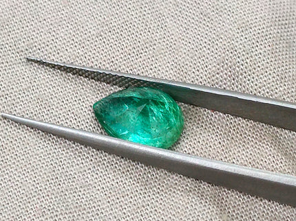 3.19ct Zambian Emerald, Certified Natural Bright Spring Green Pear Cut Loose Gemstone