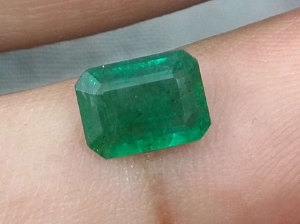 Certified 1.51ct Natural Zambian Emerald, Deep Green.