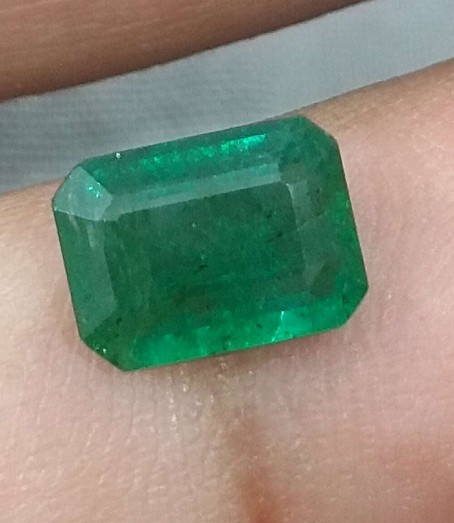 Certified 1.51ct Natural Zambian Emerald, Deep Green.