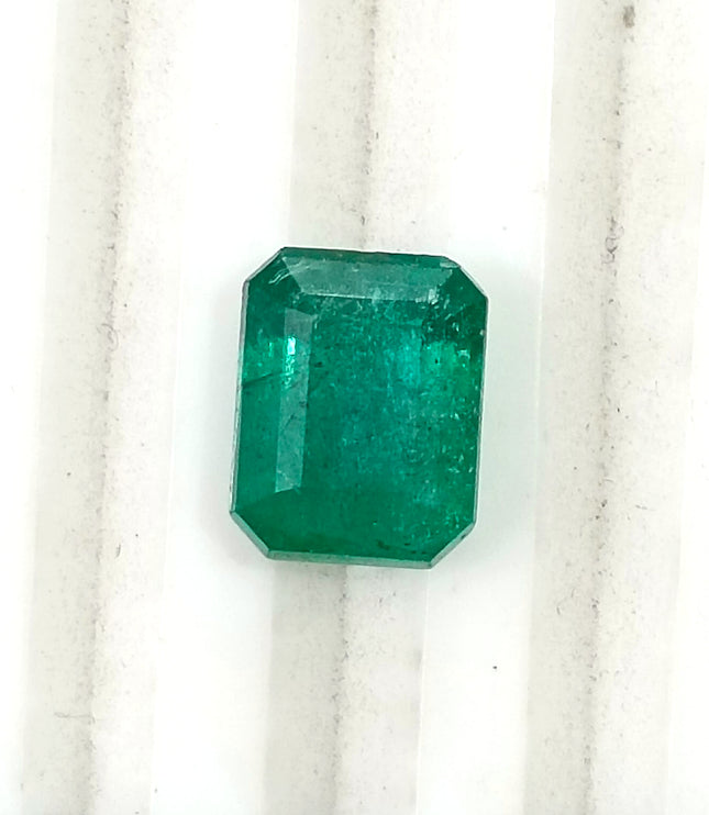 Zambian Emerald 3.05ct Natural Medium Deep Green Certified Octagon Cut Gemstone
