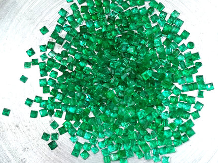 Emerald Lot Calibrated 15.42ct Princess Cut Vivid Medium Deep Green Gemstones