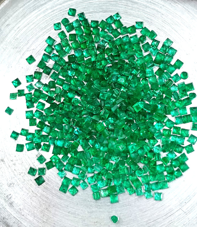 Emerald Lot Calibrated 15.42ct Princess Cut Vivid Medium Deep Green Gemstones