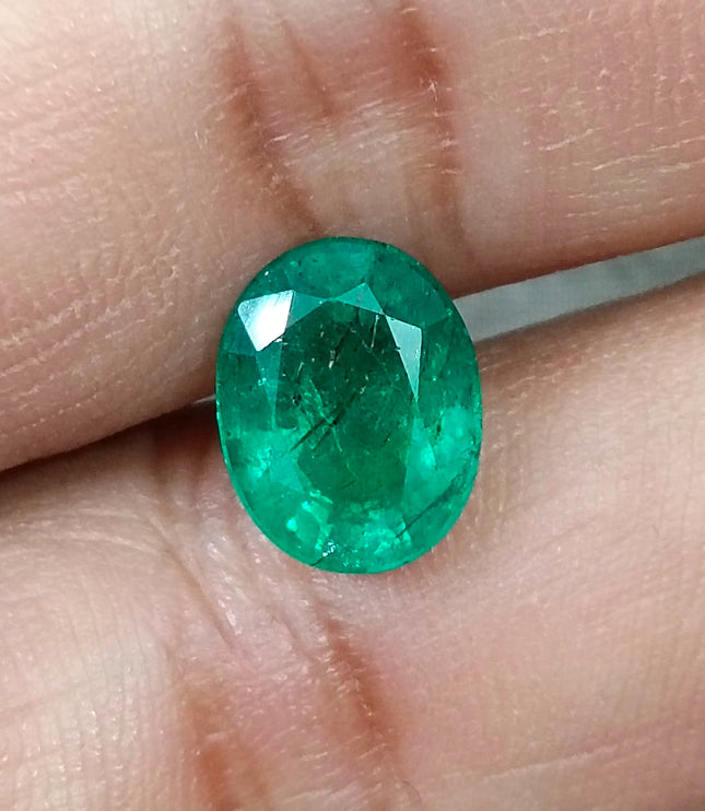 3.04ct Zambian Emerald, Forest Green Certified Natural Oval Cut Loose Gemstone