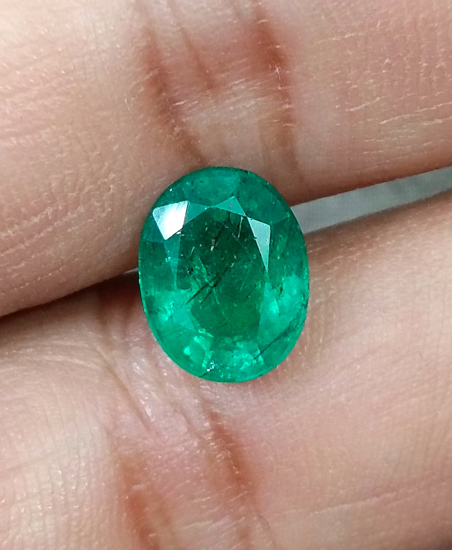 3.04ct Zambian Emerald, Forest Green Certified Natural Oval Cut Loose Gemstone