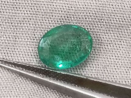 Zambian Emerald 2.55ct Certified Medium Light Green Oval Cut Gemstone