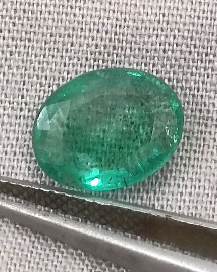 GSI Certified 2.55ct Medium Light Green Natural Zambian Emerald Minor Oiled Loose Gemstone