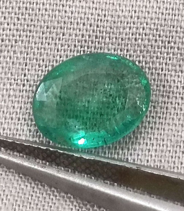 Zambian Emerald 2.55ct Certified Medium Light Green Oval Cut Gemstone