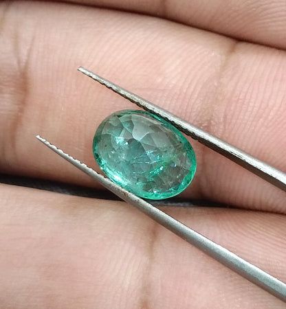 GSI Certified 3.00ct Zambian Emerald, 100% Natural Gemstone