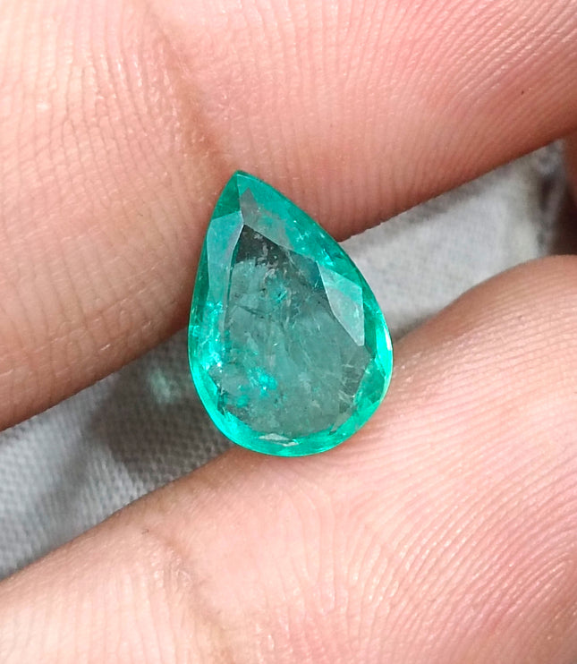 2.44ct Zambian Emerald Natural Medium Green Pear Cut SGL Certified Gemstone